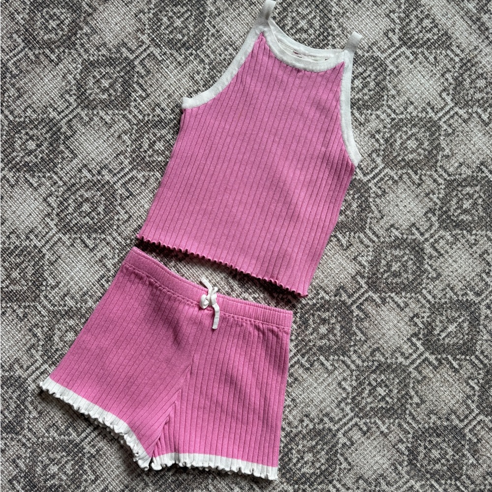 H&M Pink Ribbed Pajama Set